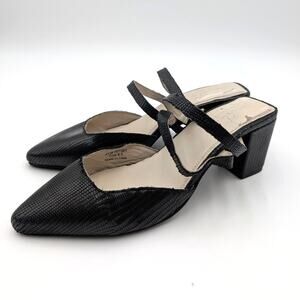 Journee Signature Kaitlynn Lizard Embossed Pointed Toe Pump Black Sz US8.5 EU39